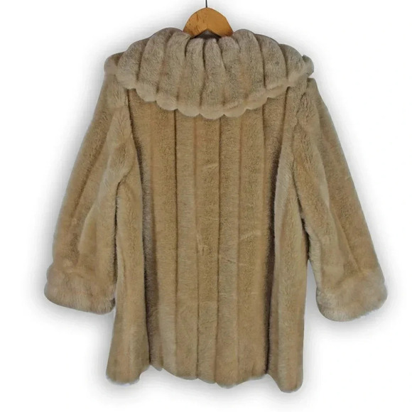 VINTAGE RICE FAUX FUR MAR-DEL WOMENS COAT - Picture 12 of 14